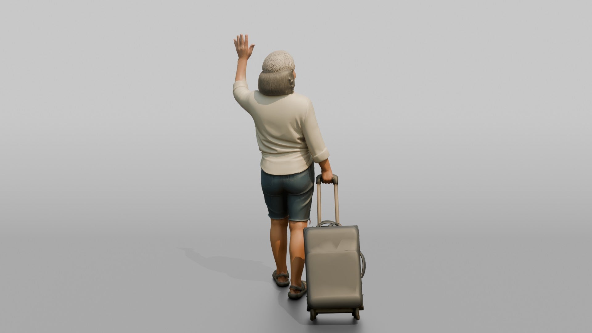 Traveler Waving Goodbye At The Gate