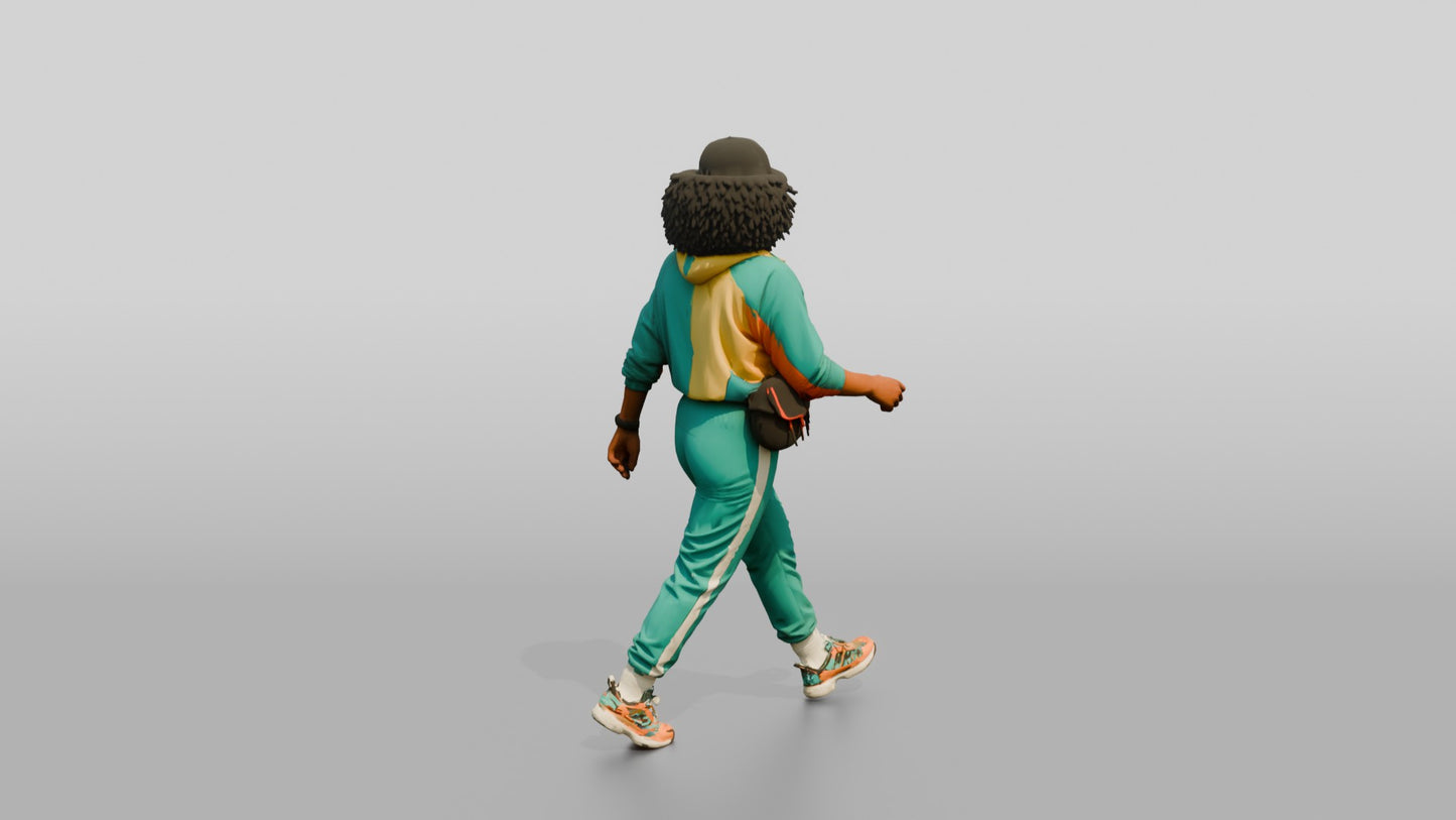 Afro-Latina Woman in Vibrant Windbreaker