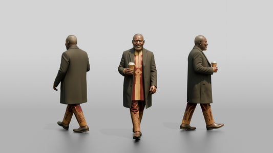 Elderly African Man in an Embroidered Agbada and Coat