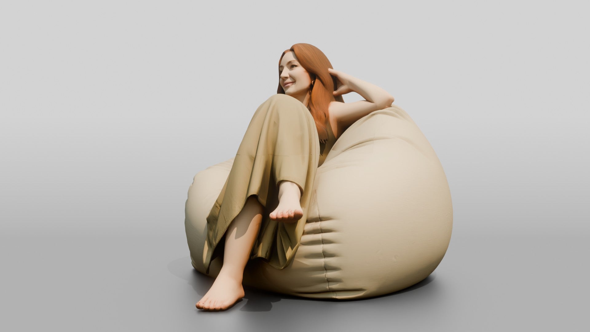 Woman Lounging on a Bean Bag