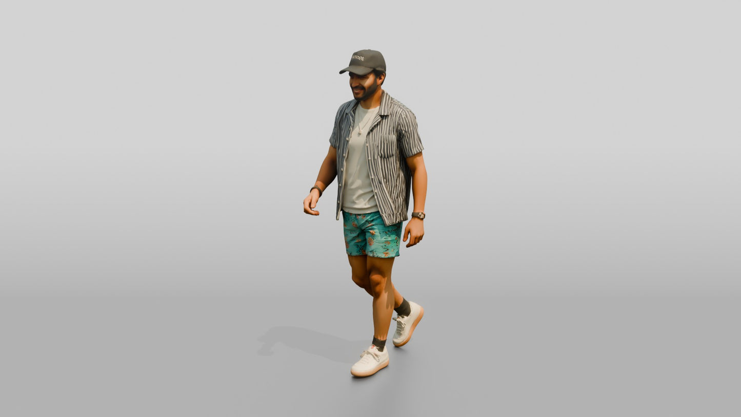 Multiracial Man Stepping Forward on the Boardwalk
