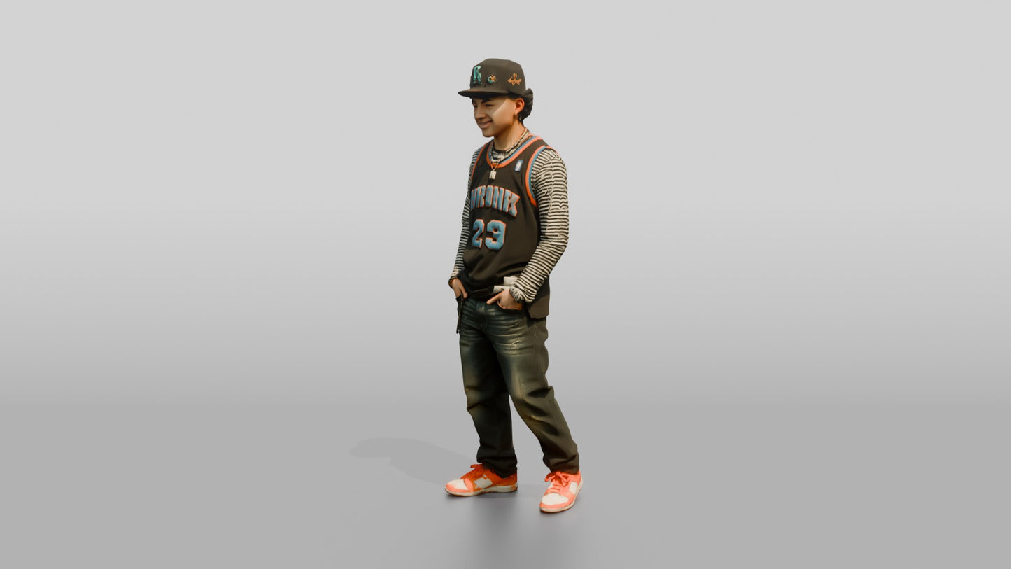 Latino Teen in Layered Urban Jersey