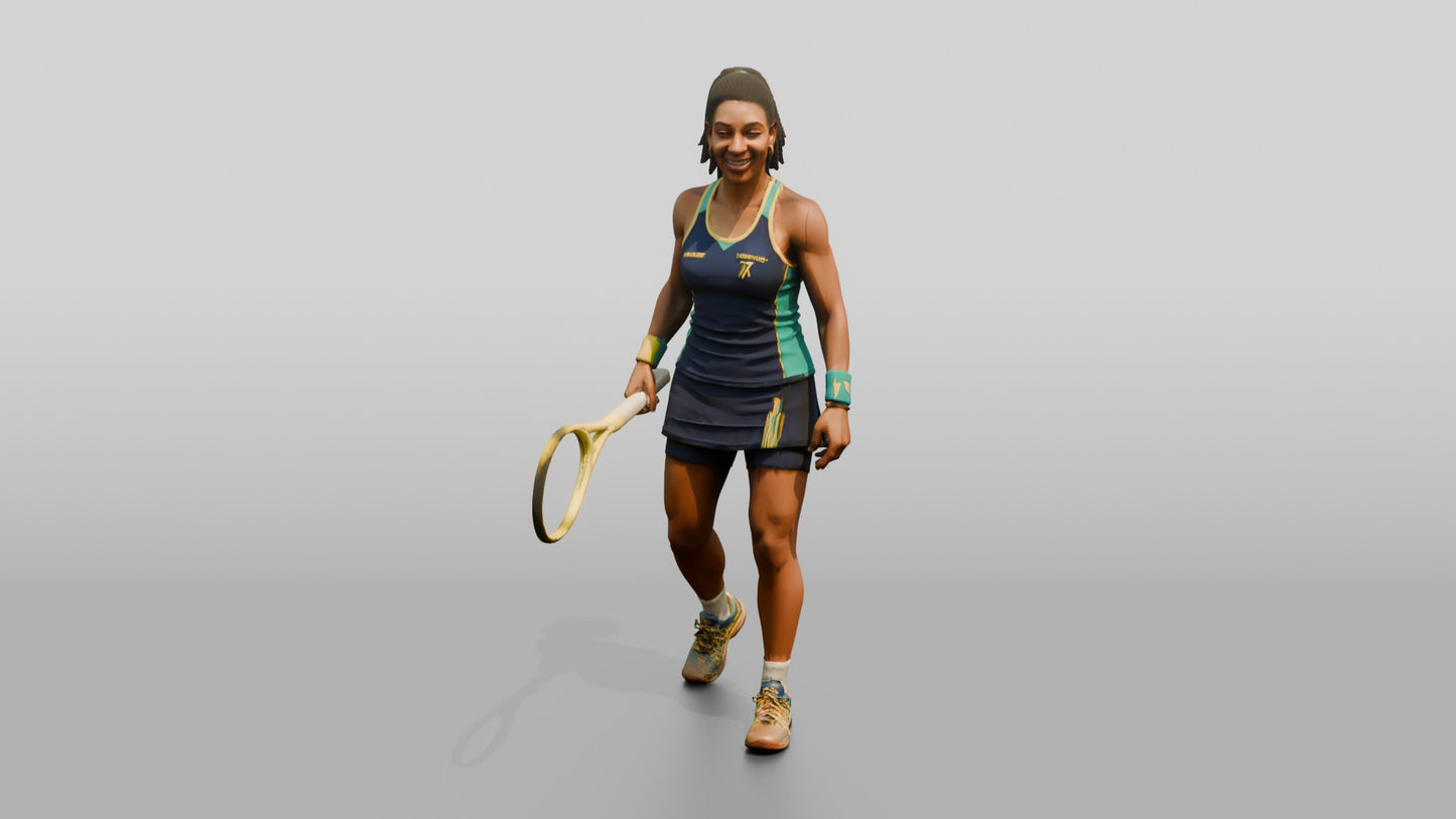 Female Tennis Player Grinning After a Close Miss