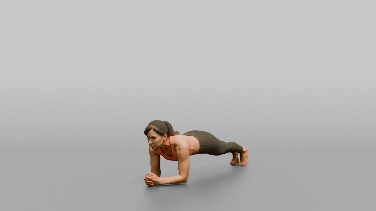Bodyweight Athlete Woman Holding A Plank Position - 3D character model, view 4