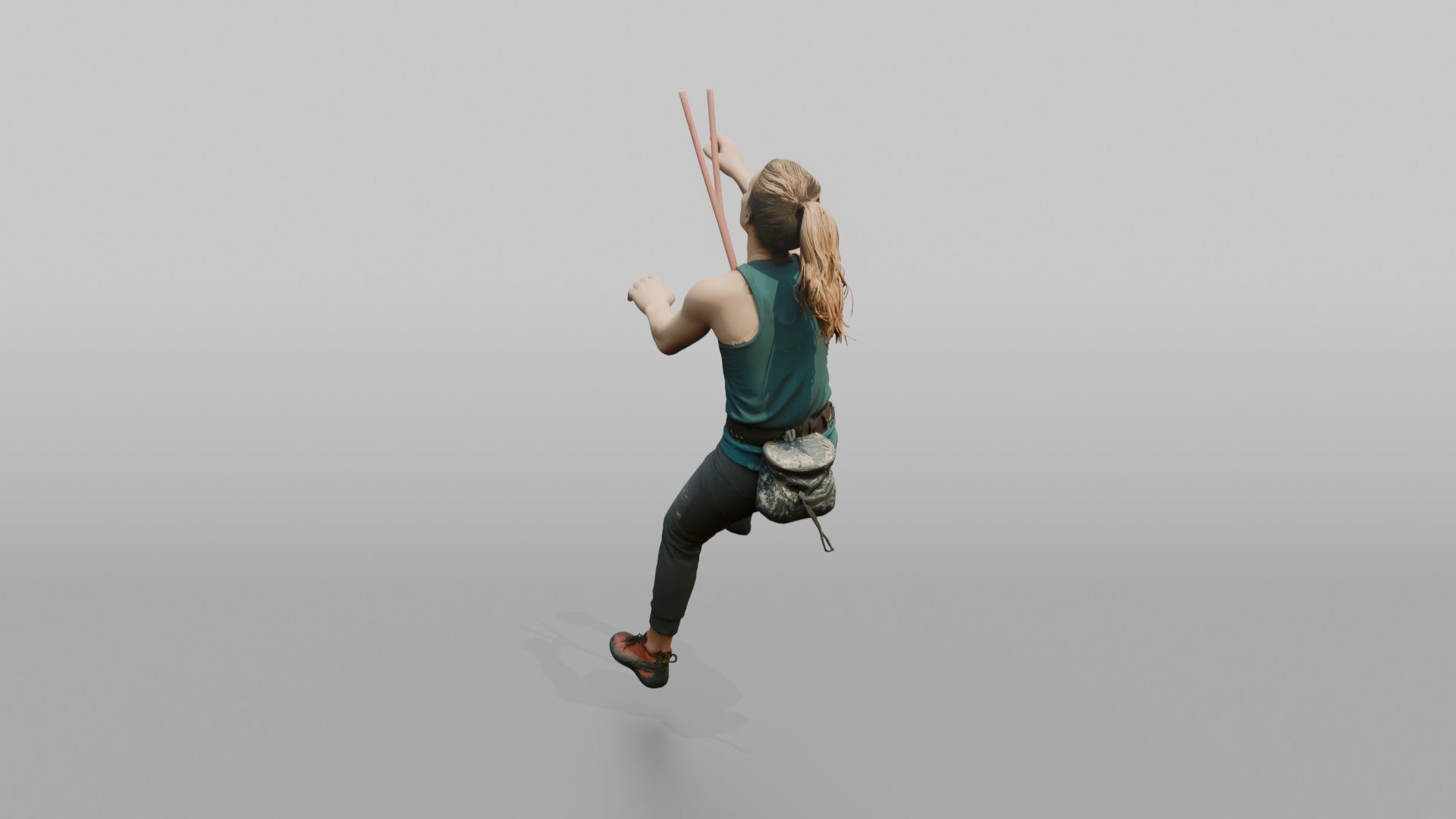 Rock Climber Reaching Upward Mid-Climb