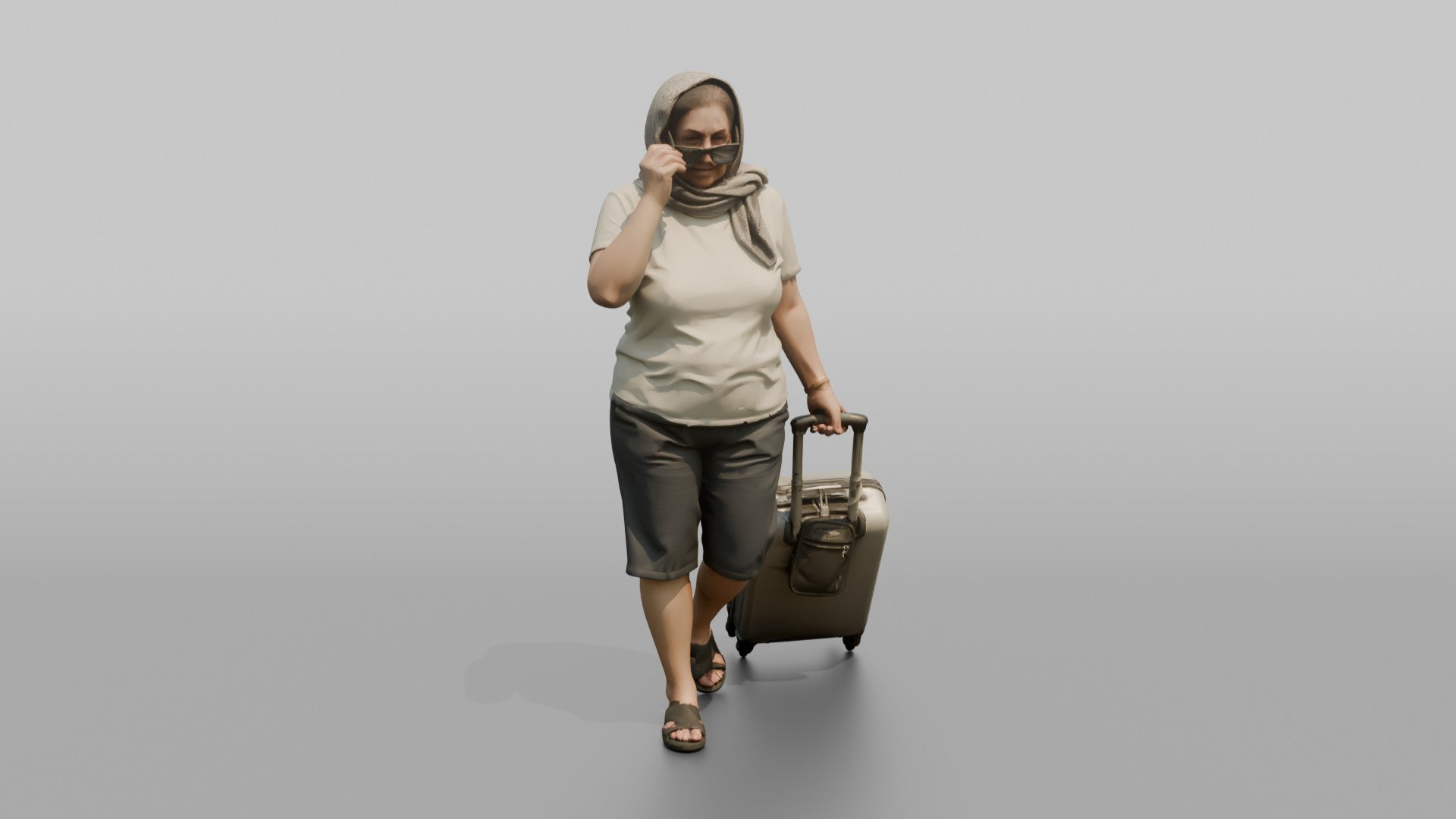 Traveler Putting On Sunglasses In Terminal