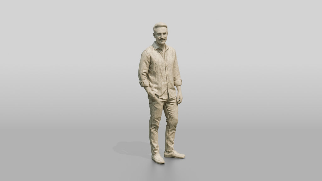 Man Standing in an Olive Shirt