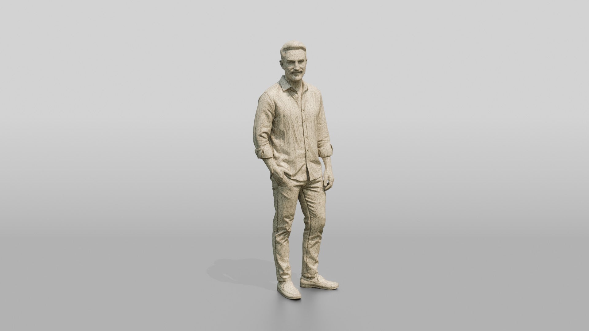 Man Standing in an Olive Shirt