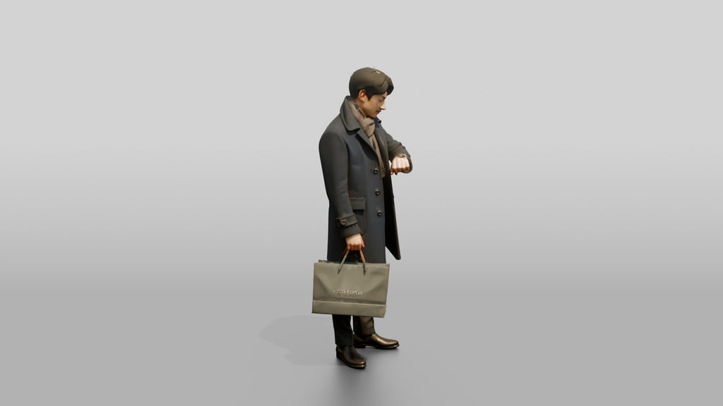 Man Checking His Watch in Winter Coat