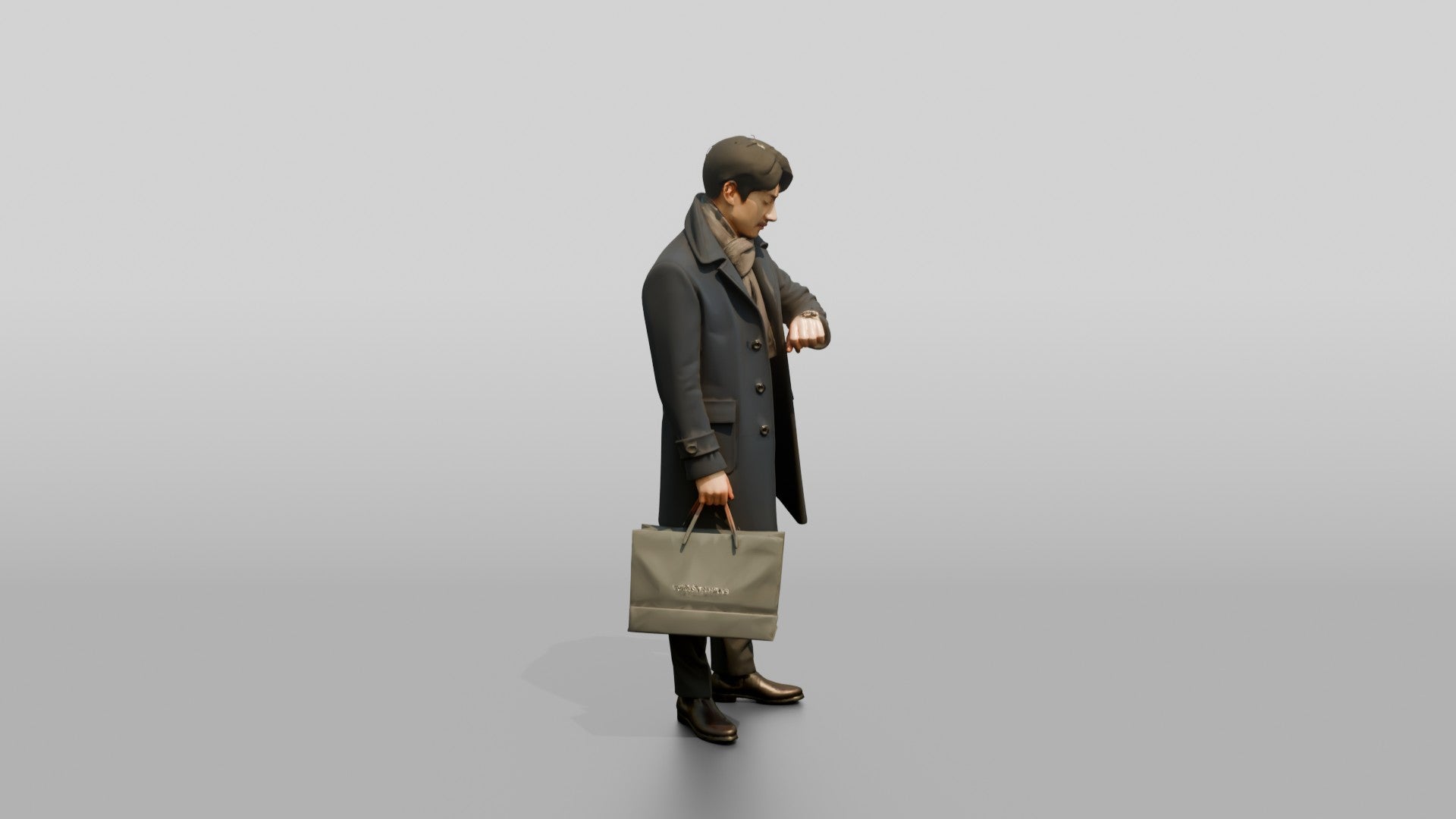 Man Checking His Watch in Winter Coat
