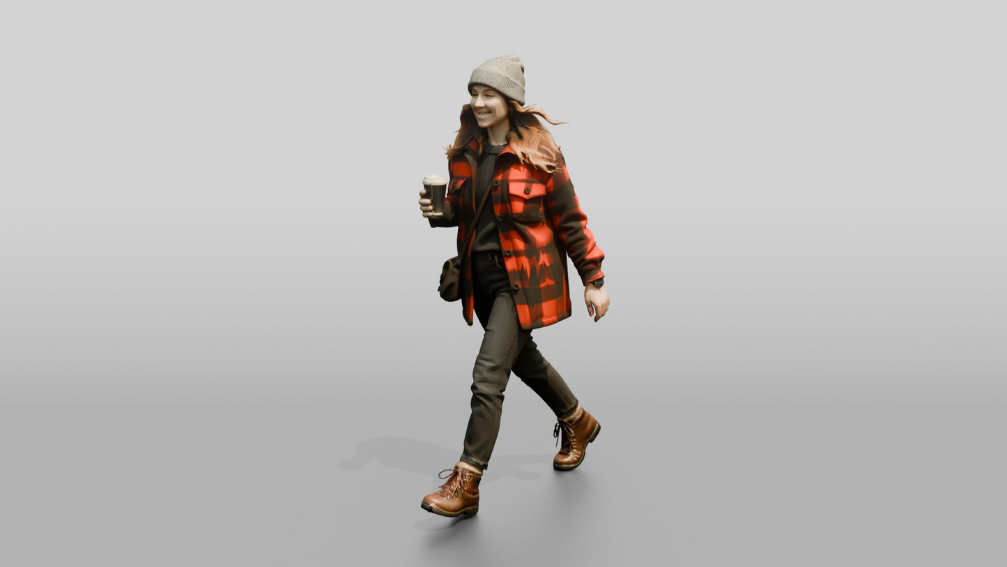 Canadian Woman in Heavy Flannel Coat