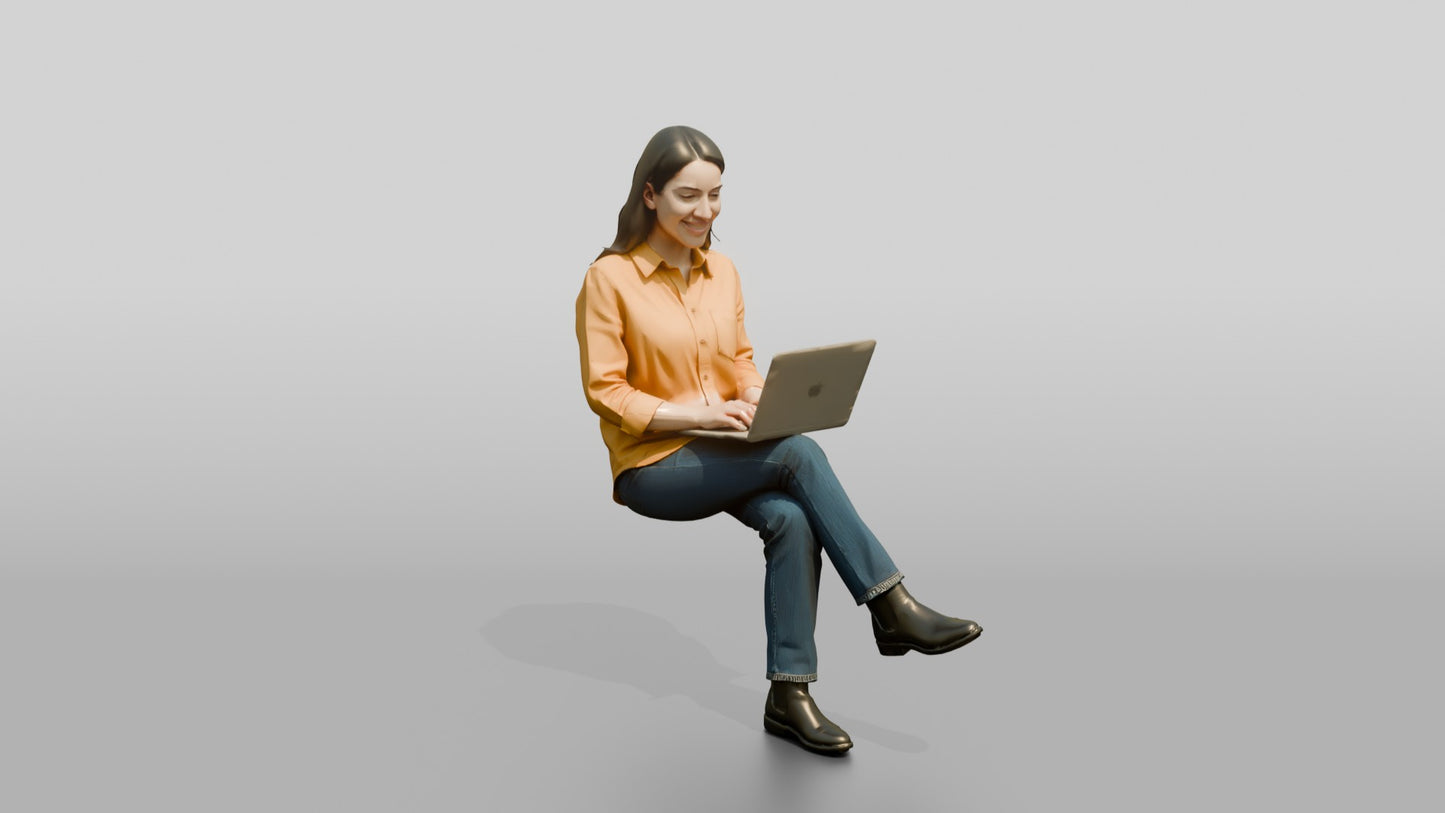 Woman Typing on Laptop with Tea