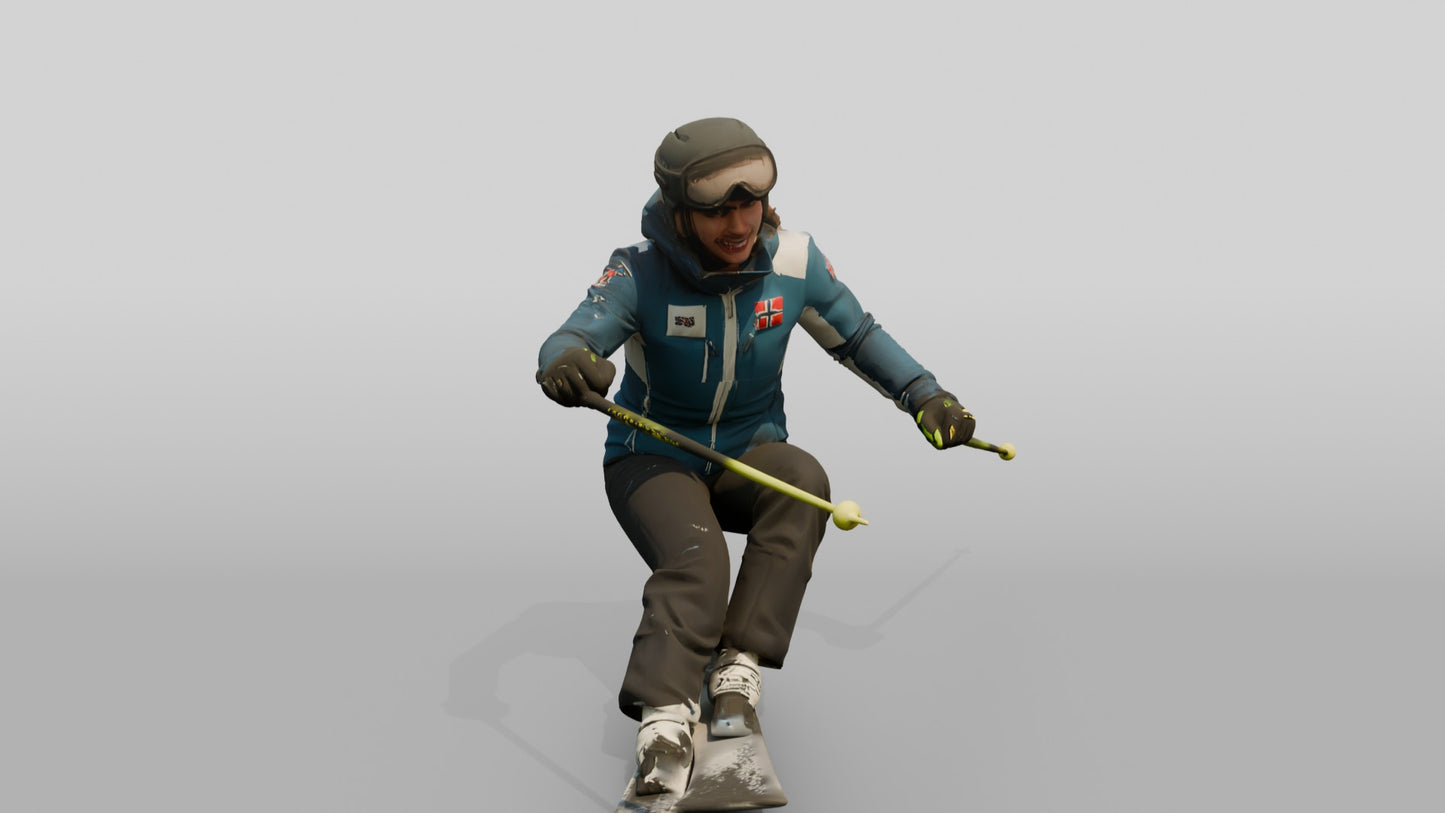 Norwegian Woman Carving a Turn on the Ski Slope