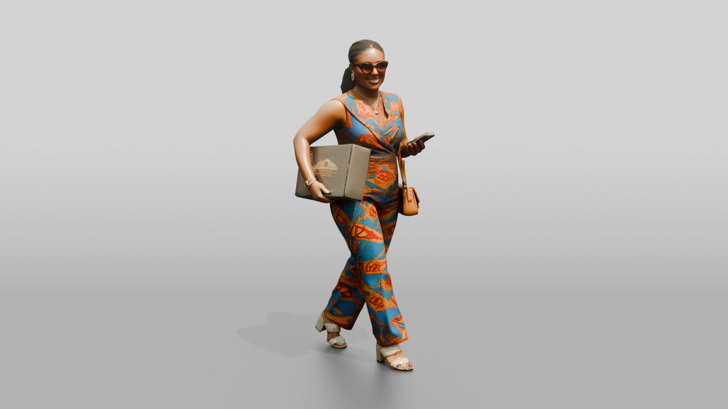 Curvy African Woman in an Ankara Print Jumpsuit