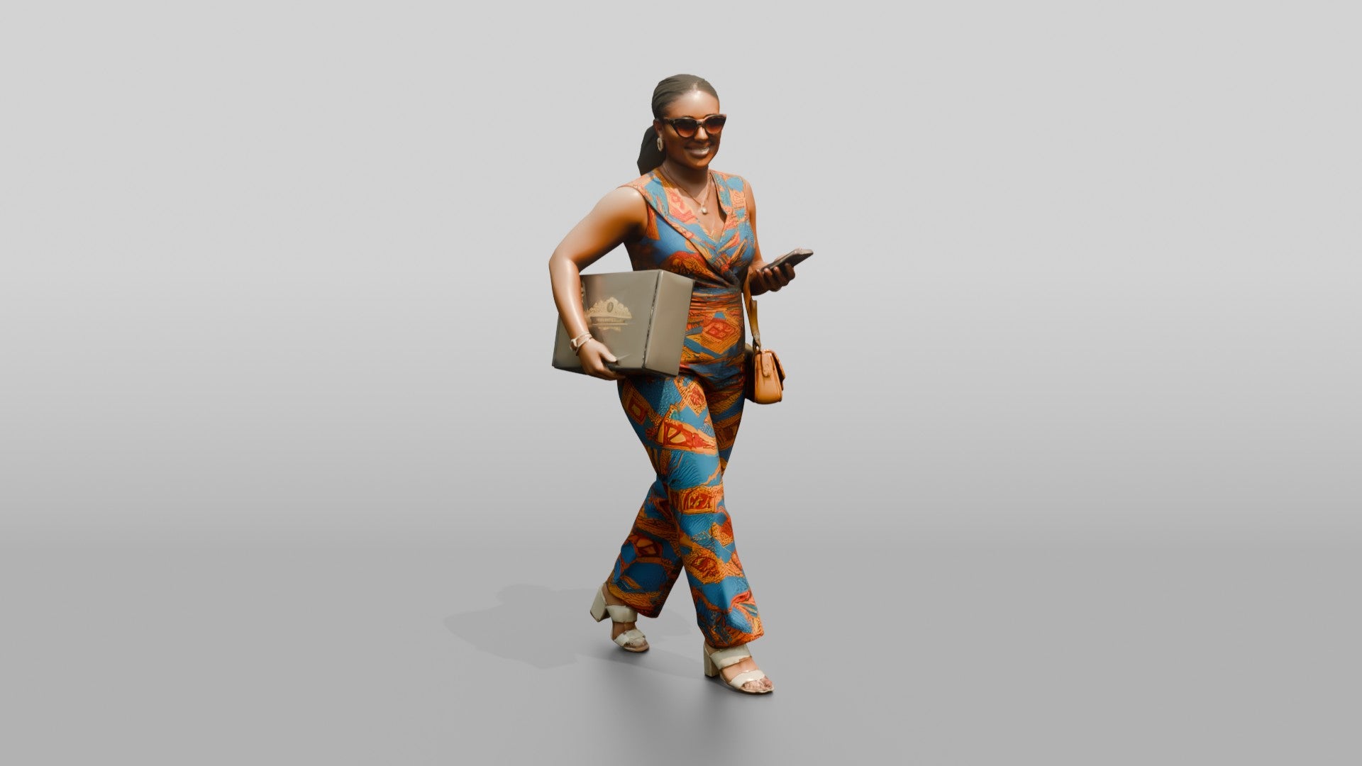 Curvy African Woman in an Ankara Print Jumpsuit