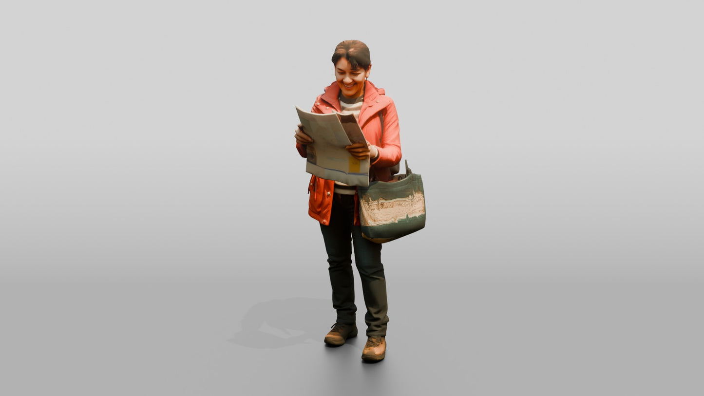 Woman Navigating Busy Market