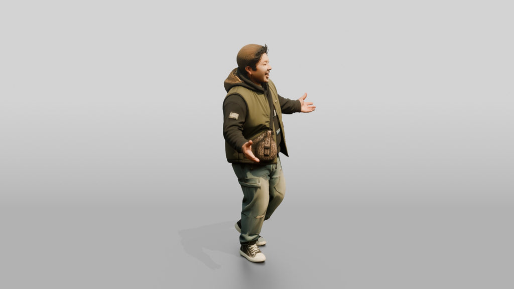 Asian Man in Animated Conversation