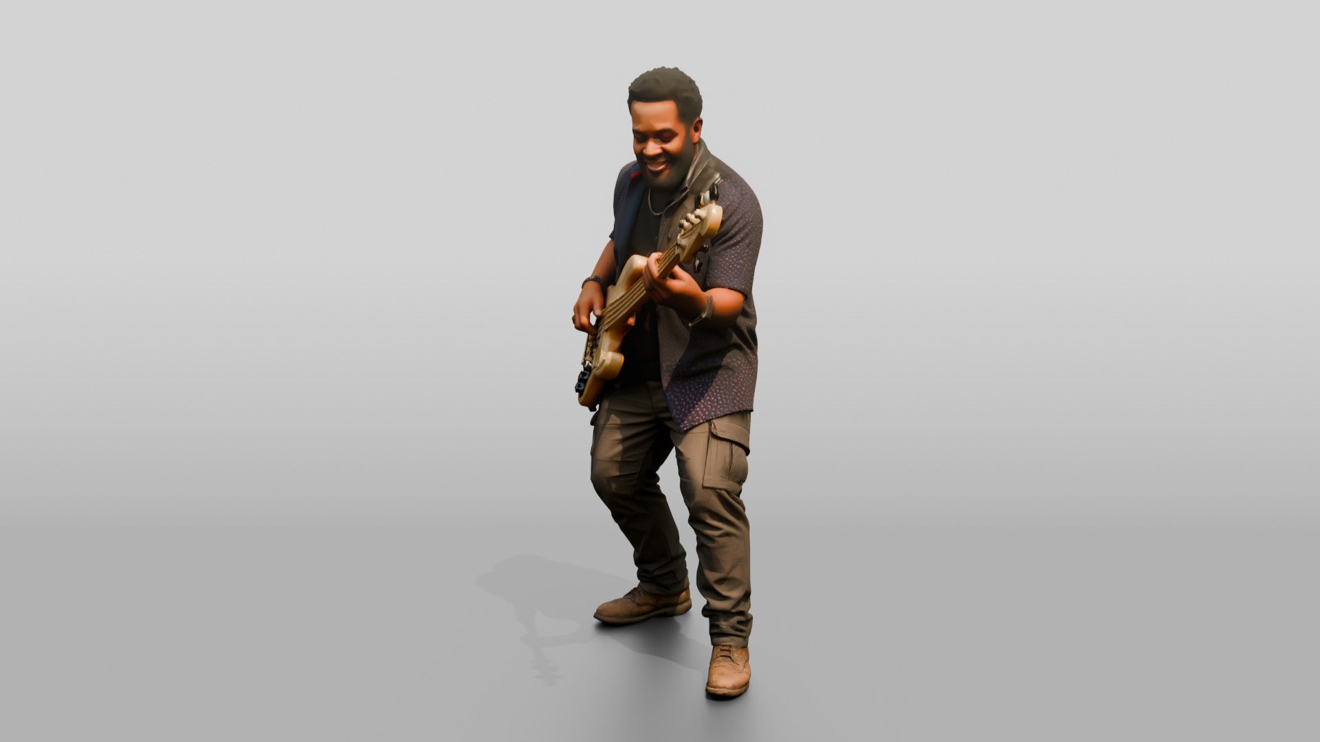Funk Bassist Slapping Electric Bass
