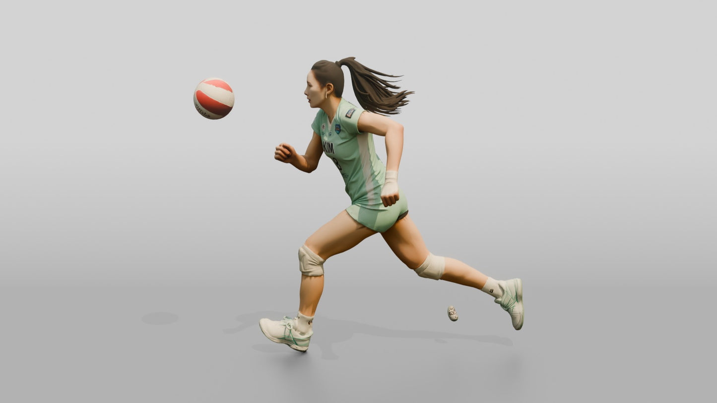 East Asian Female Volleyball Player in Mint Green Jersey