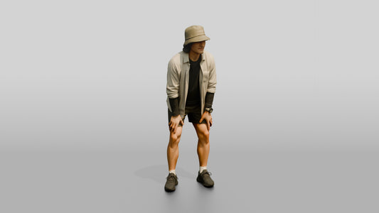 Man Stretching With Hands on Thighs - 3D character model, view 1