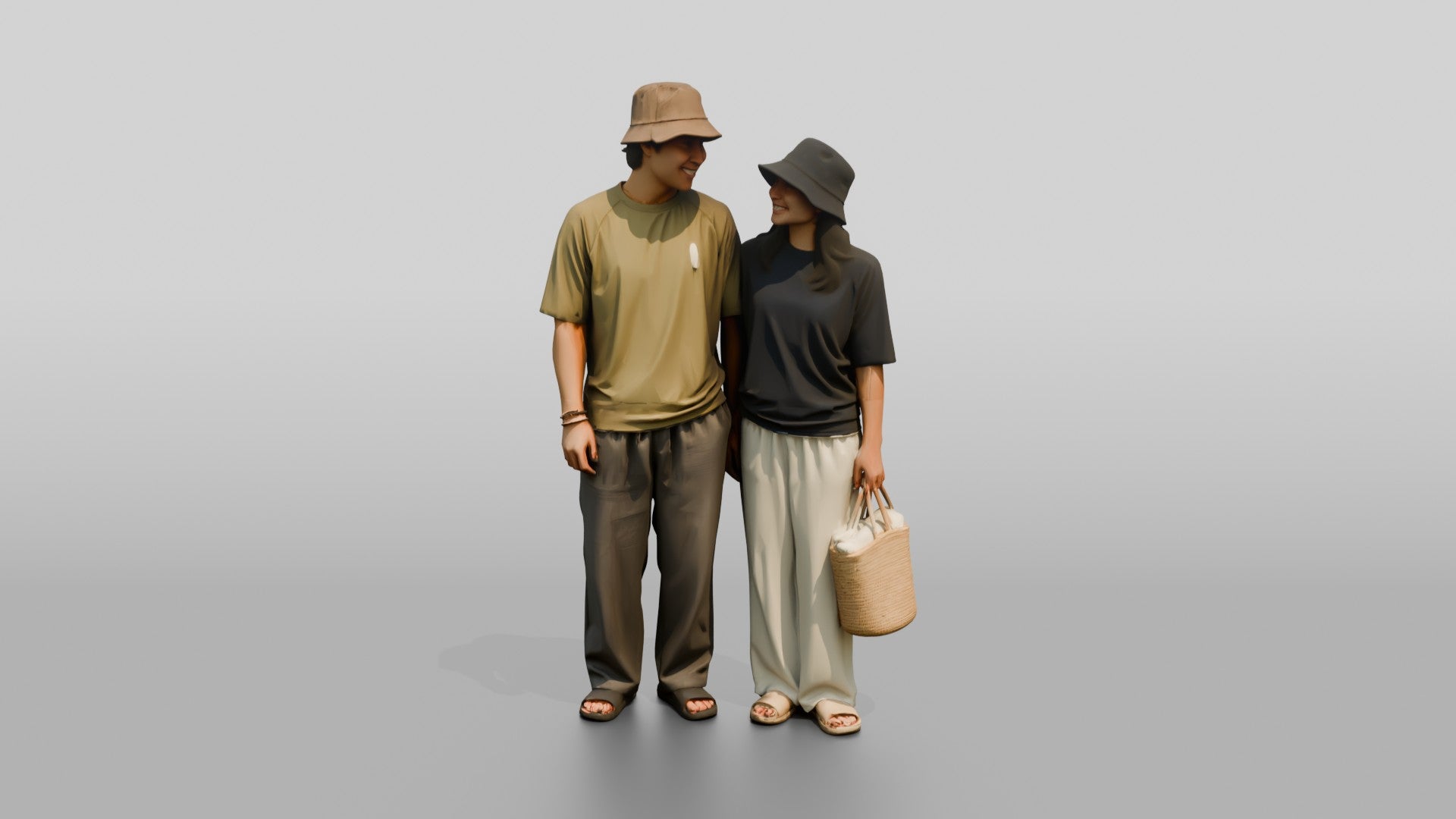 Surf Couple Standing Together on Beach