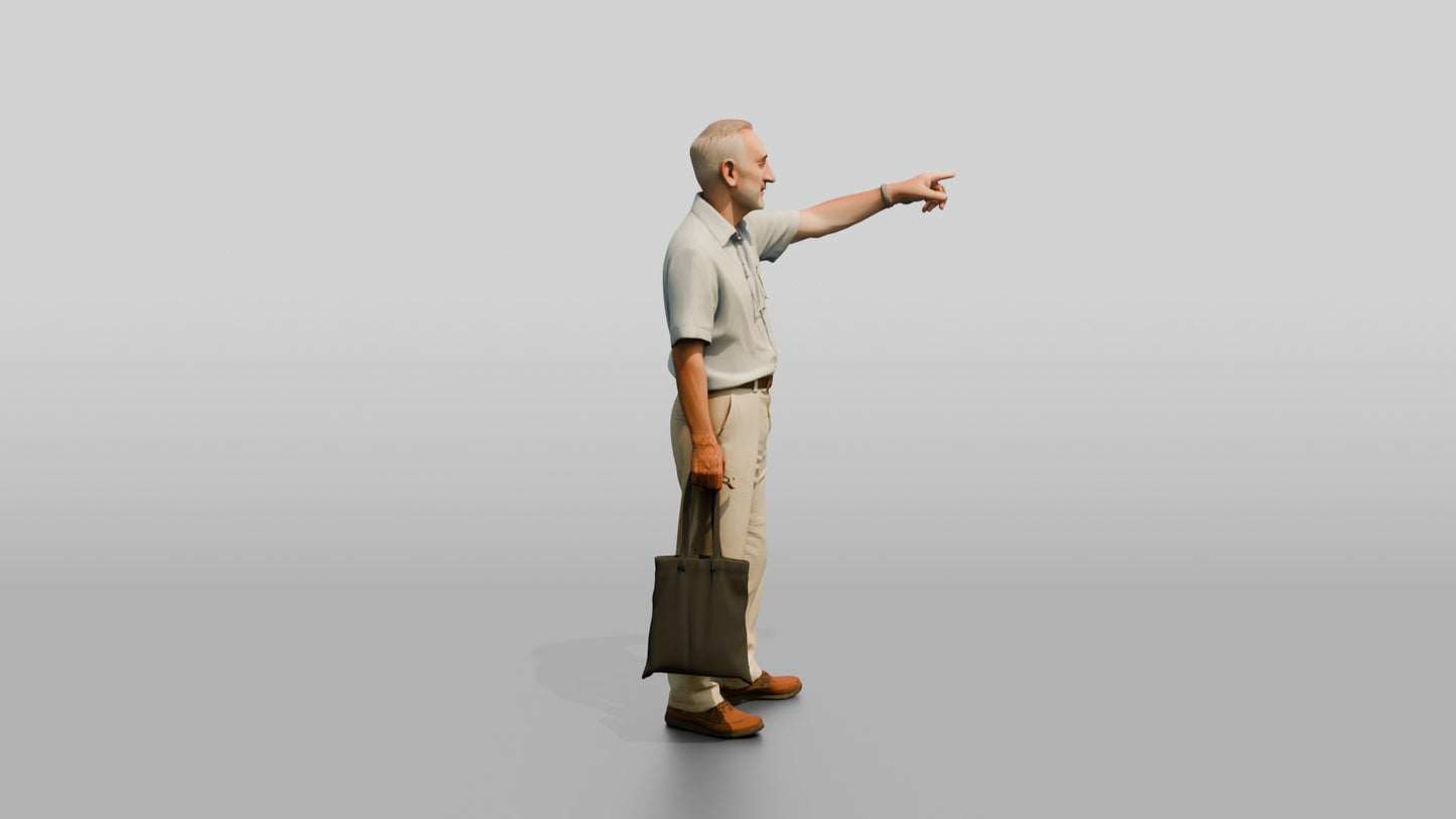 Elderly Tall Croatian Man Pointing at the Distance