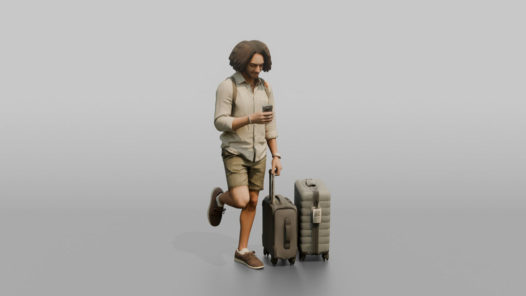 Traveler Leaning Against A Pillar