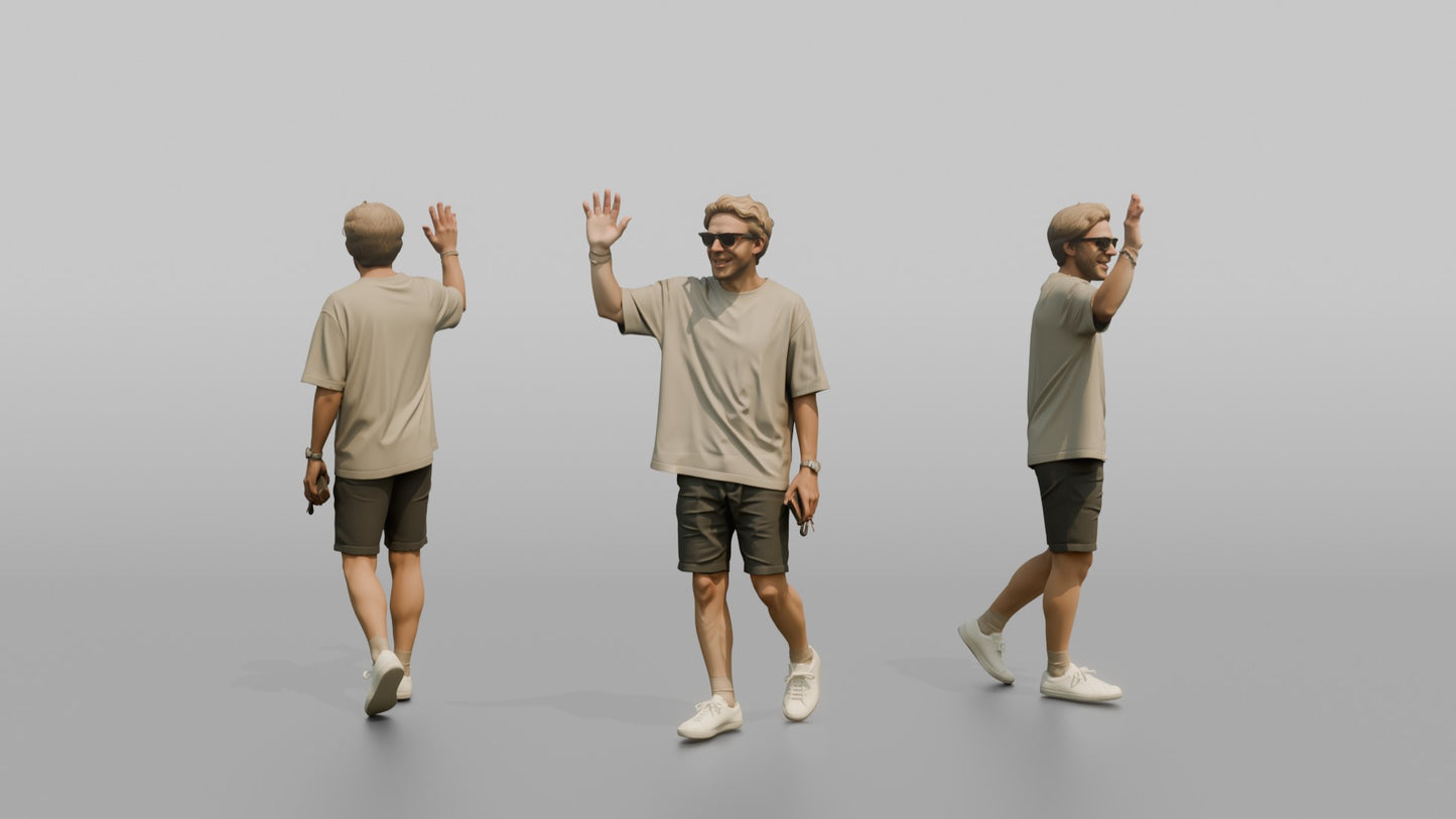 Scandinavian Man Waving to a Friend