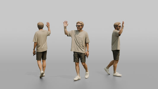 Scandinavian Man Waving to a Friend