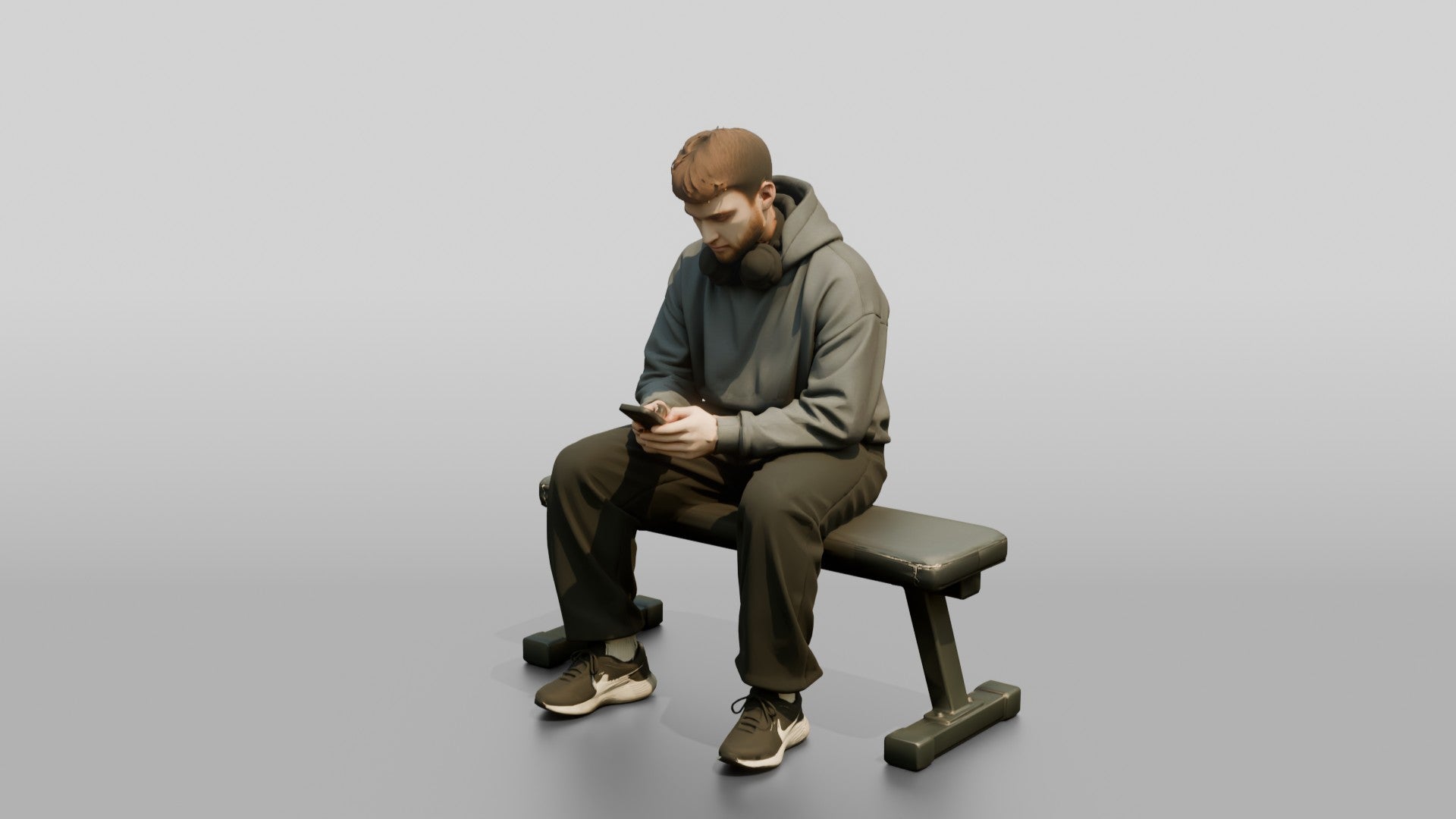 Man Sitting on Fitness Bench