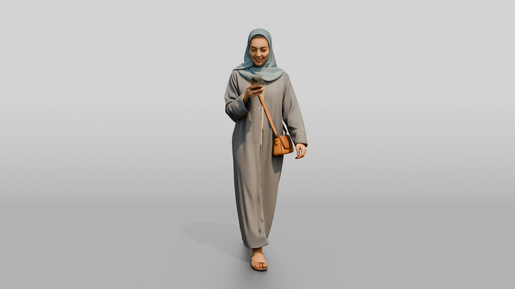 Slender Young Saudi Woman in Abaya and Hijab