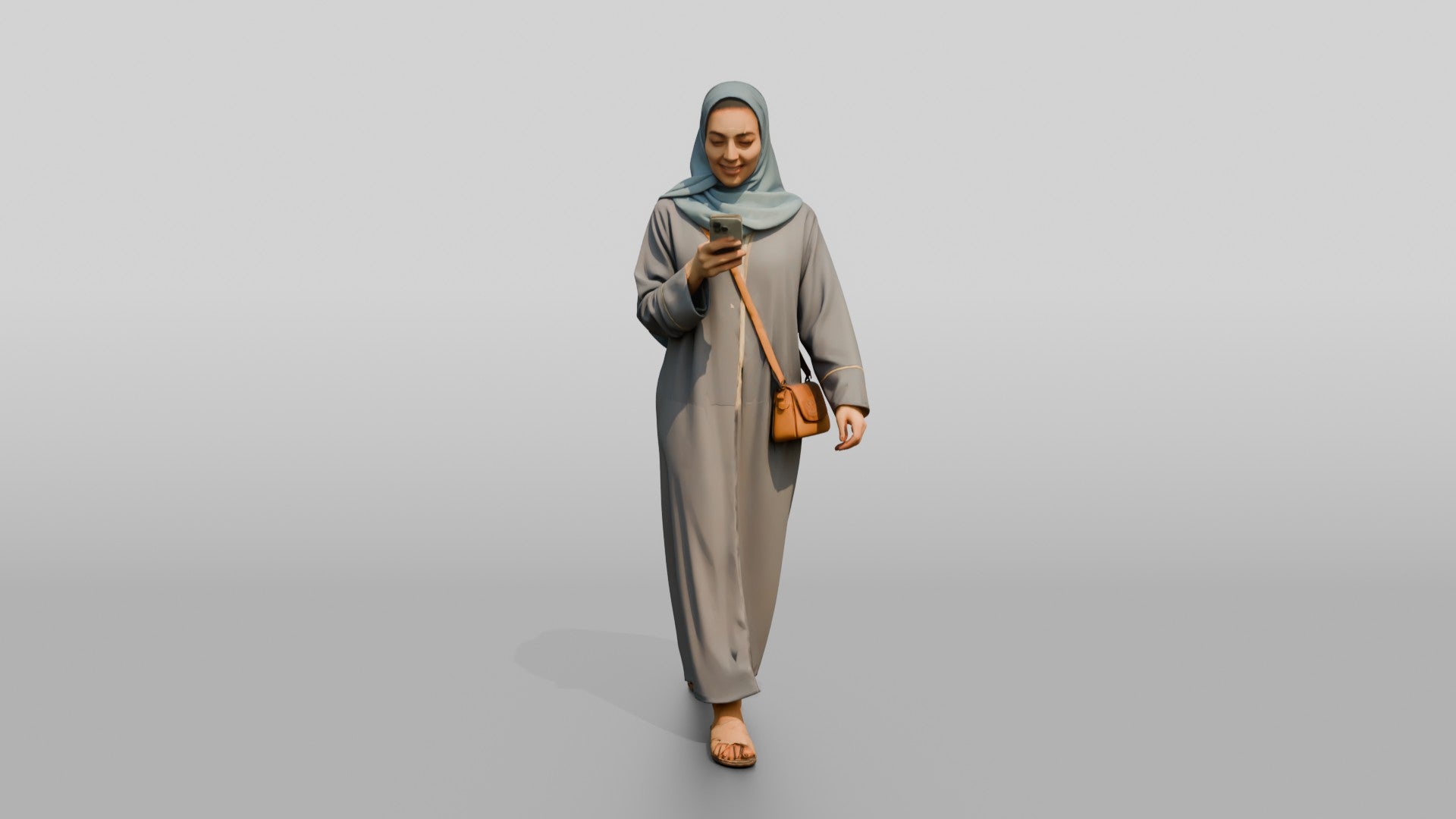 Slender Young Saudi Woman in Abaya and Hijab
