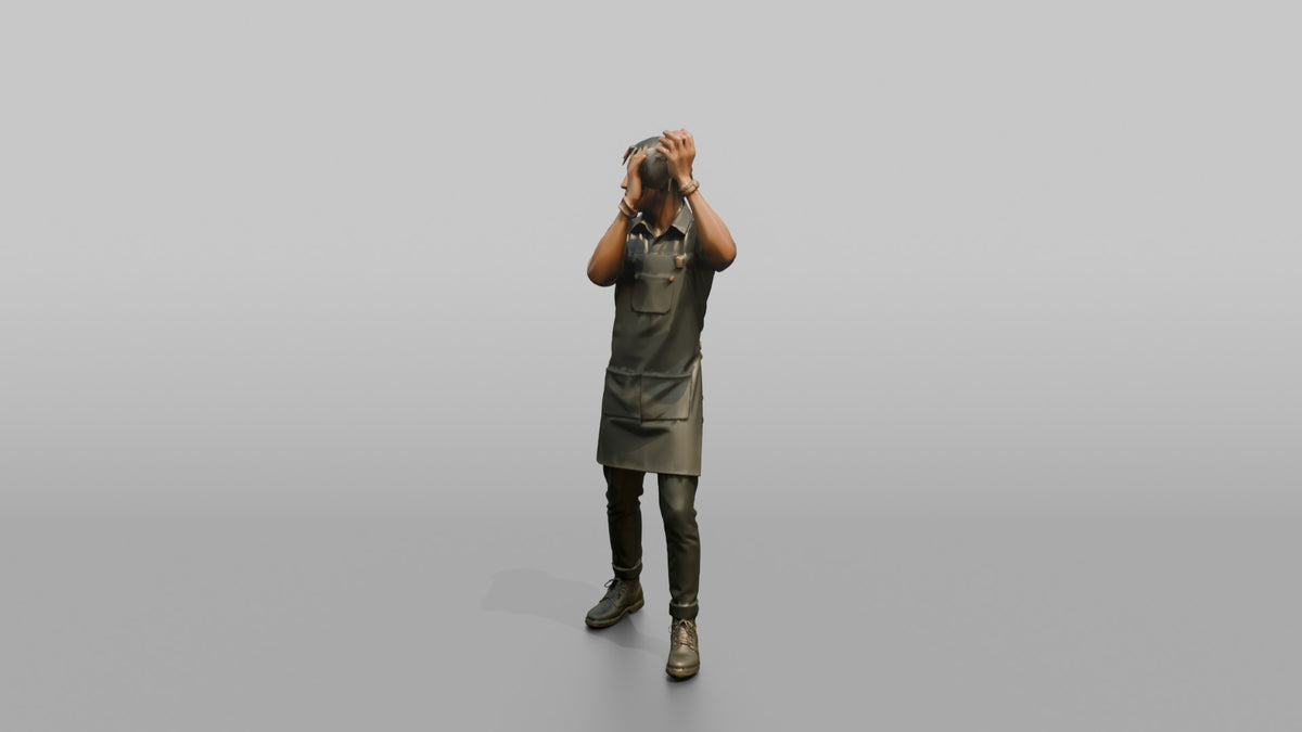 Bartender Man Shaking A Cocktail Shaker Overhead - 3D character model, view 4