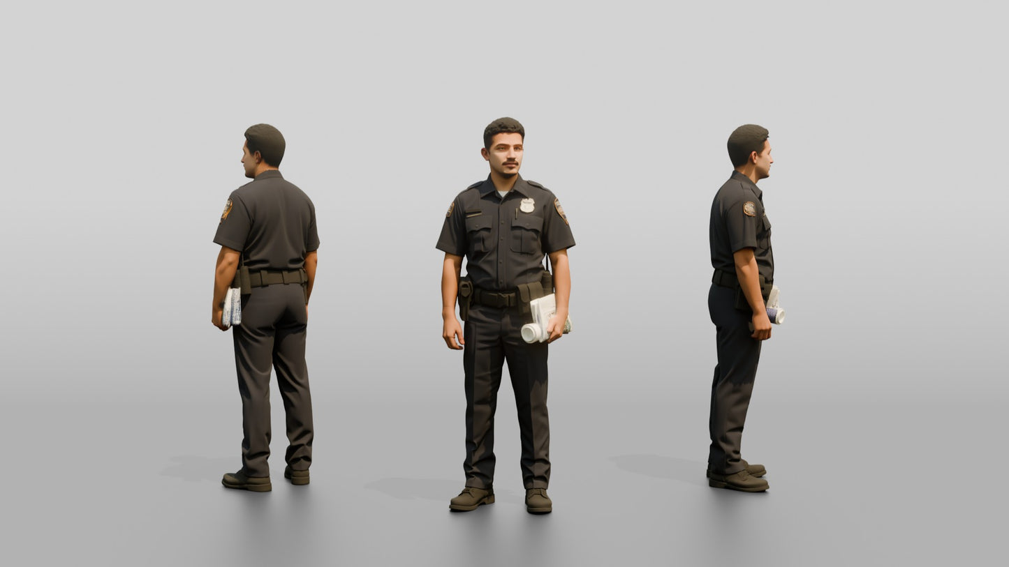 Police Officer Holding a Rolled Document