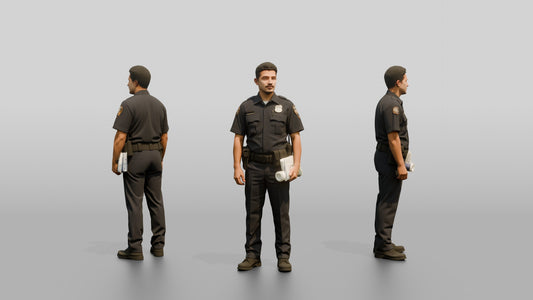 Police Officer Holding a Rolled Document