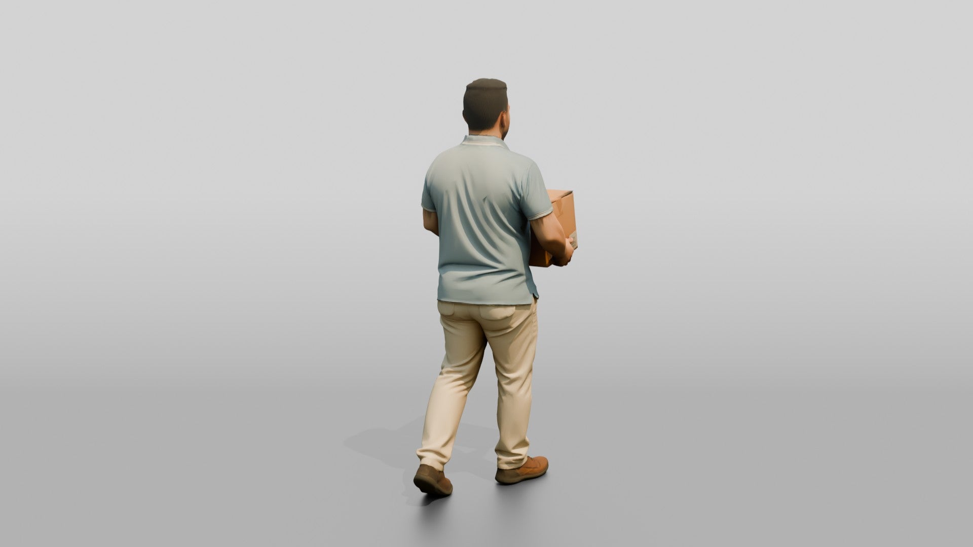 Stocky Middle-Aged Syrian Man Carrying a Cardboard Box