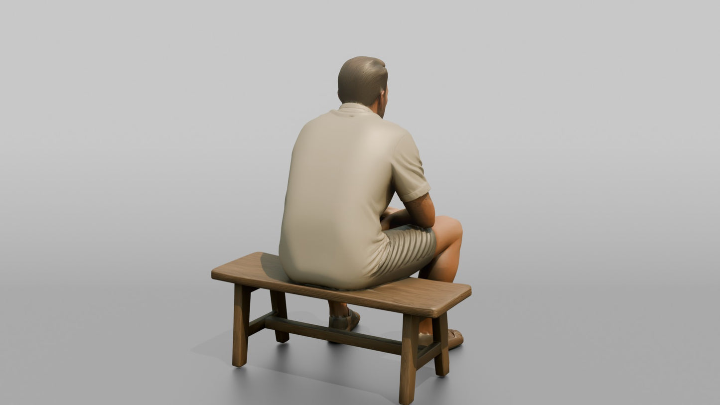 Scandinavian Man Sitting Relaxed on a Bench