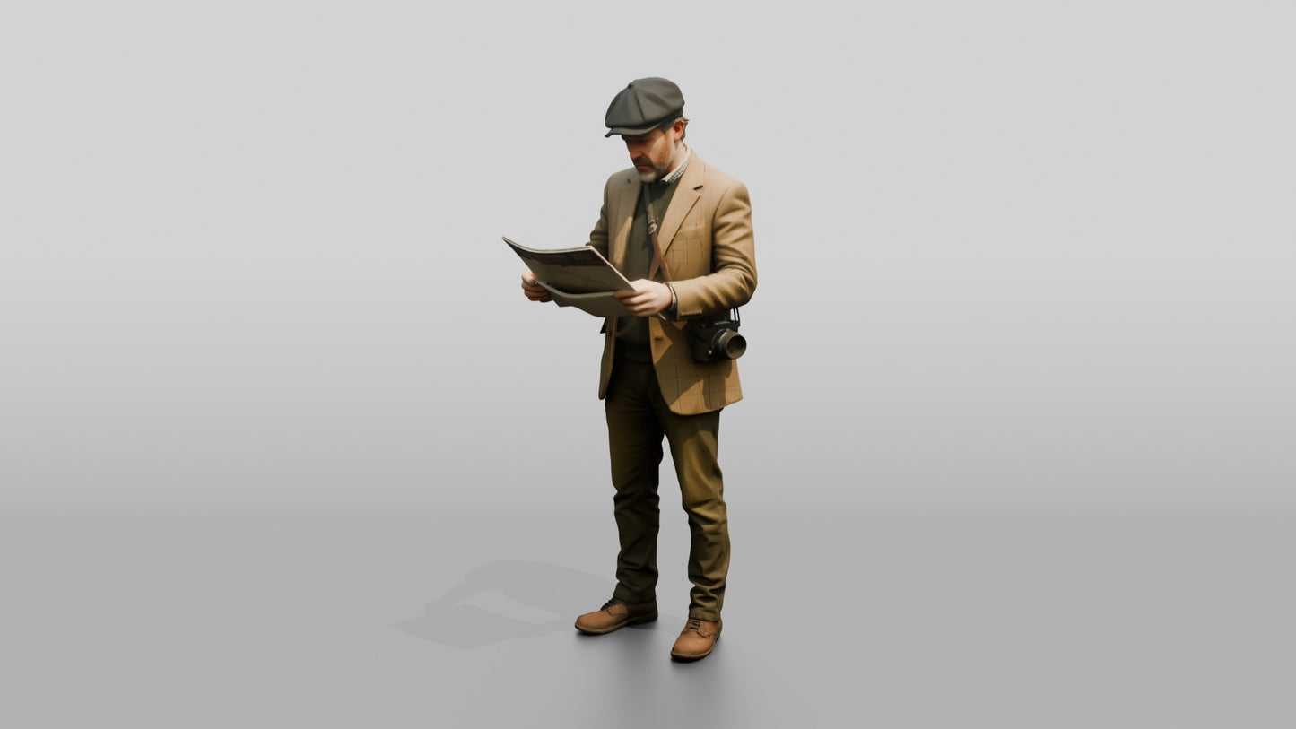 Man in Tweed Jacket with Camera