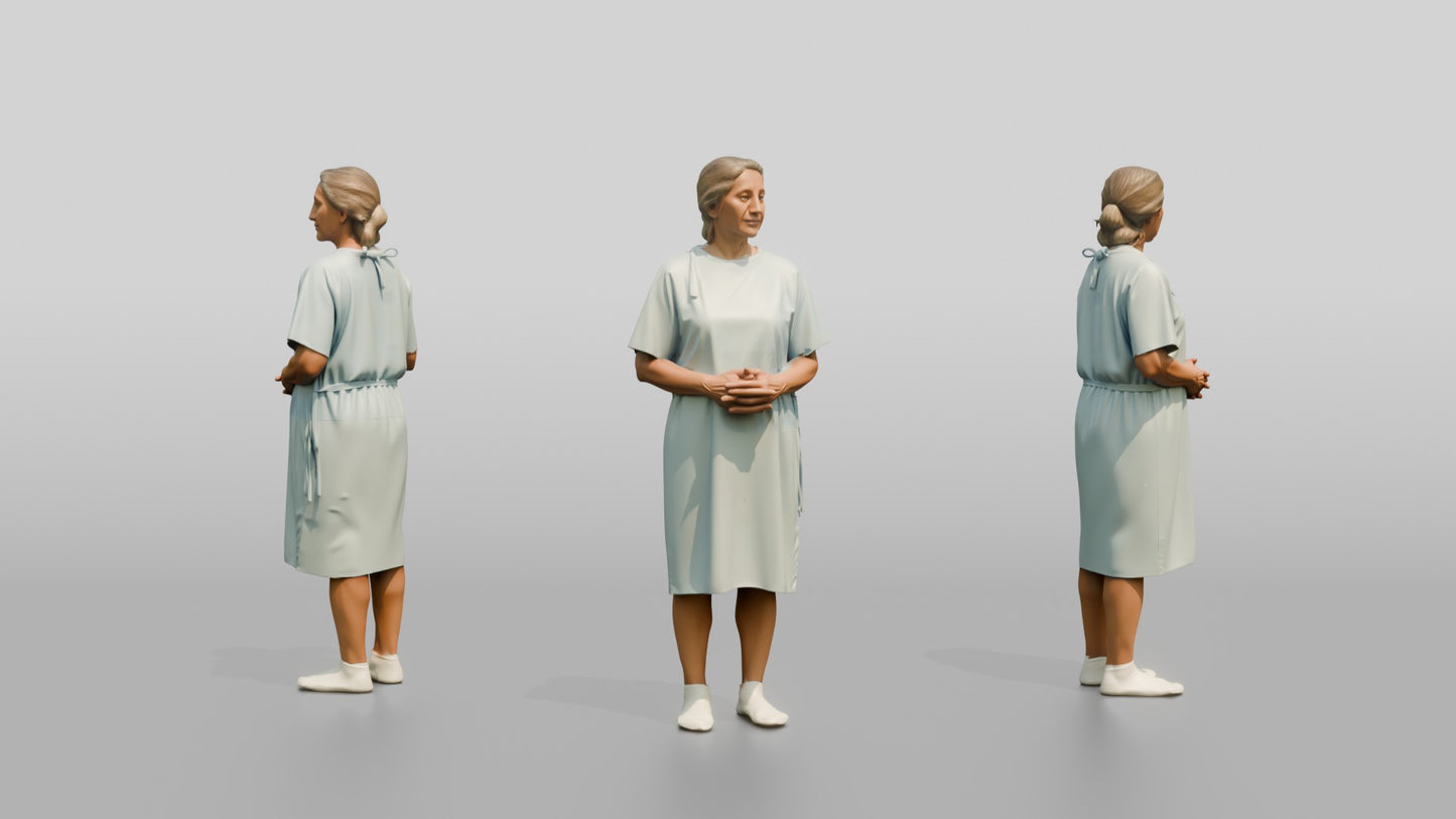 Elderly Woman Patient with Hands Clasped