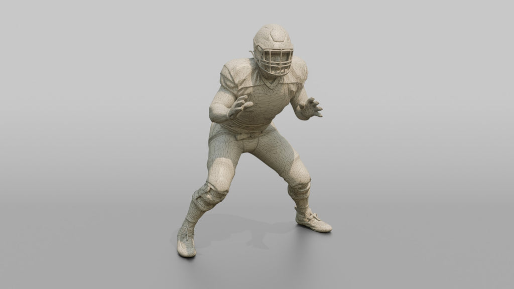 Offensive Lineman Setting His Feet in Protection