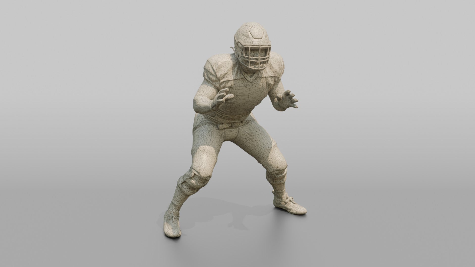 Offensive Lineman Setting His Feet in Protection