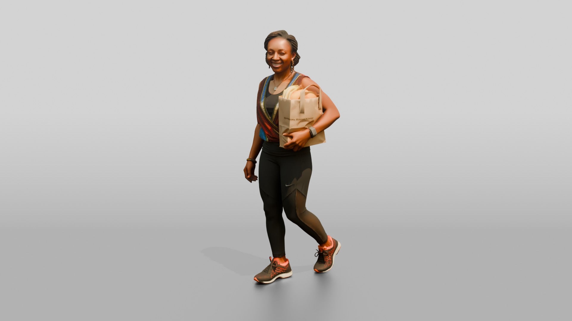Athletic African Woman Carrying Groceries