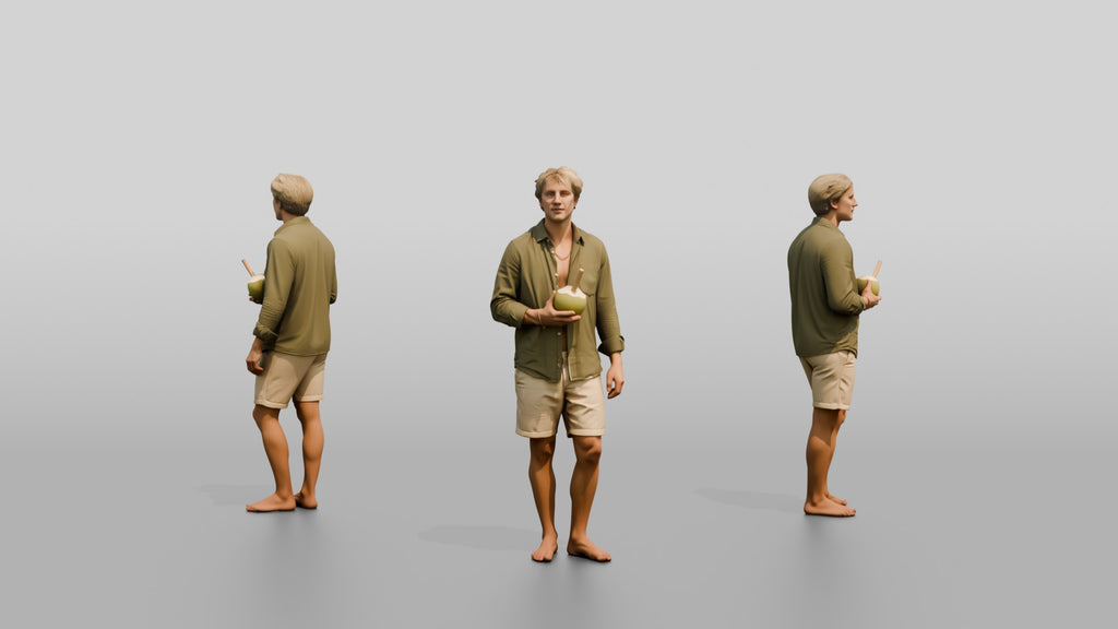 Man with a Drink in Beach Linen