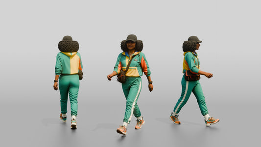 Afro-Latina Woman in Vibrant Windbreaker