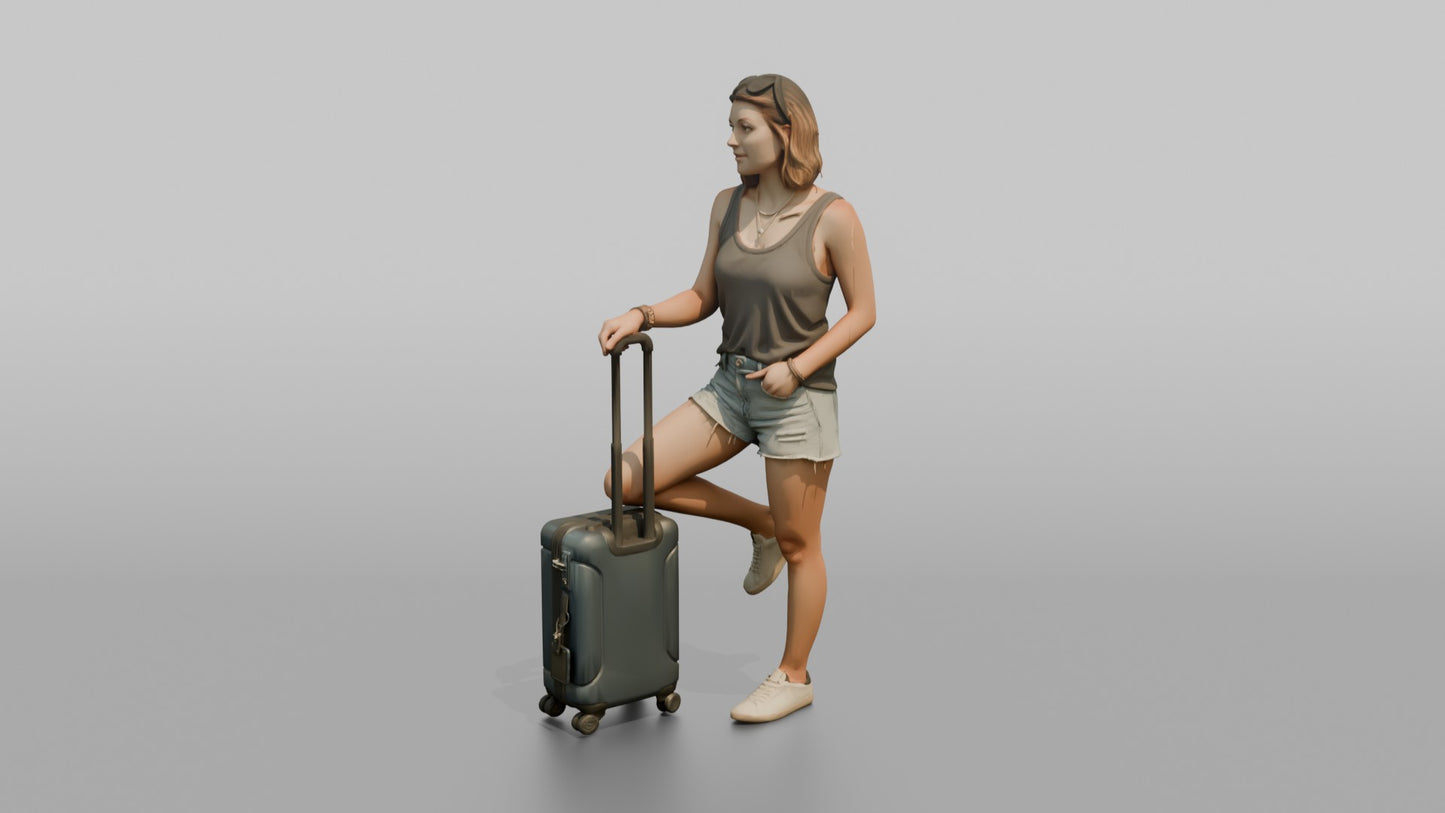 Vacationer Wearing Casual Tank Top And Cutoff Jeans