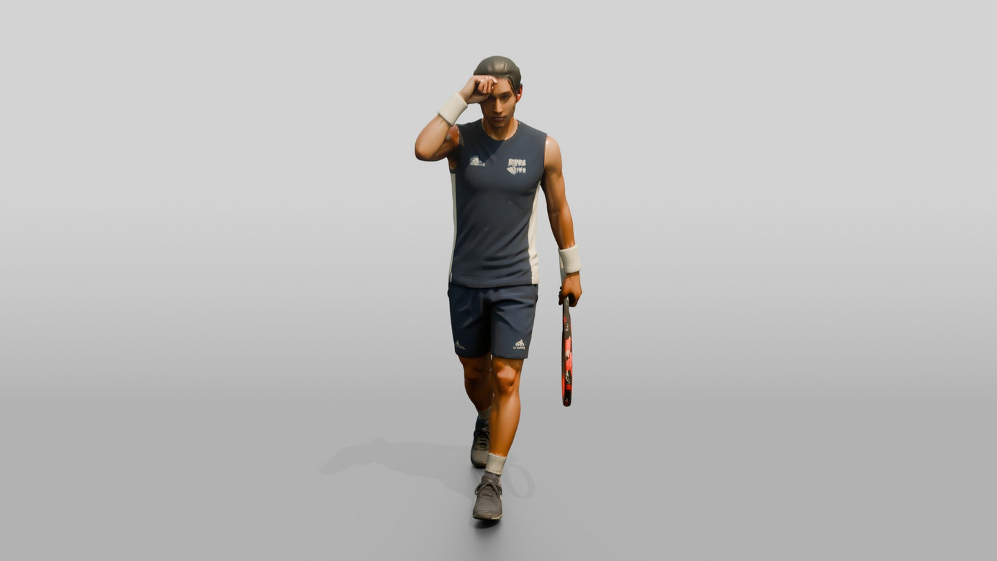 Male Tennis Player Wiping Sweat with a Wristband