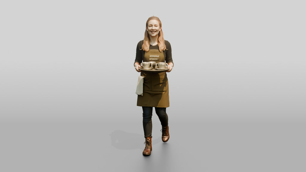 Barista Carrying Tray of Drinks