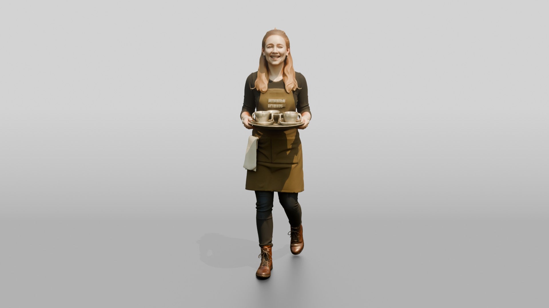 Barista Carrying Tray of Drinks