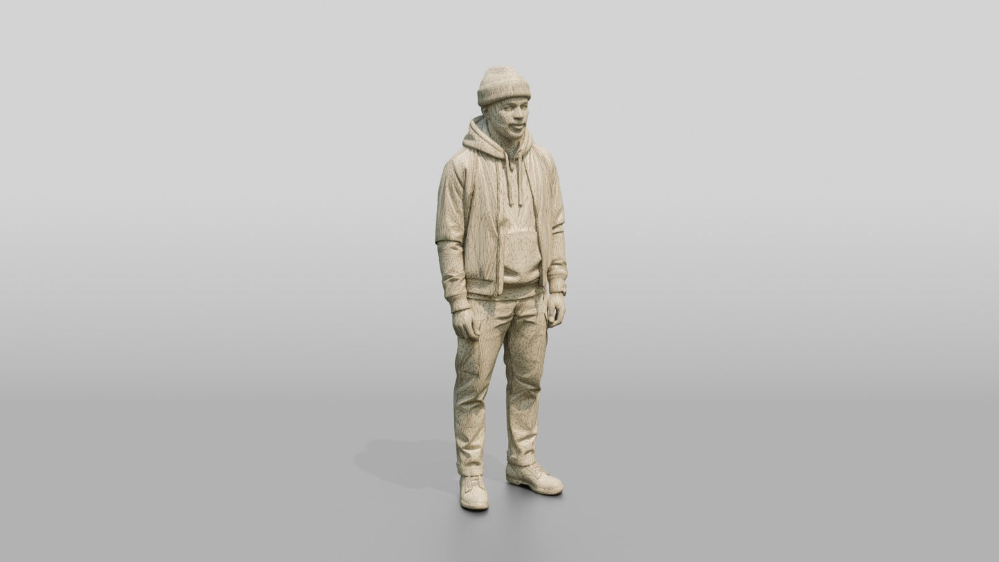 African-American Man in Heavy Hoodie and Bomber Jacket