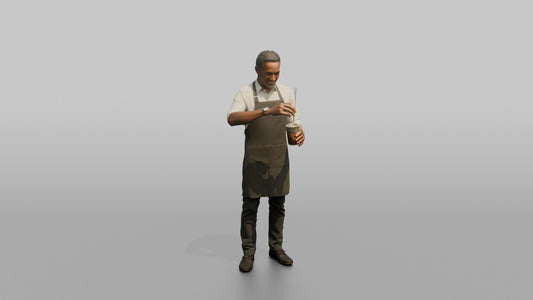 Bartender Man Mixing A Drink With A Bar Spoon - 3D character model